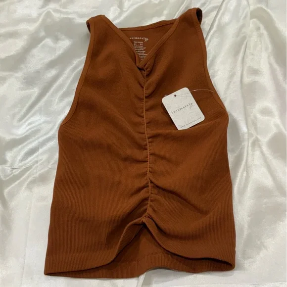 NWT Free People Intimately Ruched Front Seamless Cami Tank Top XS Brown Minimal - Picture 5 of 7